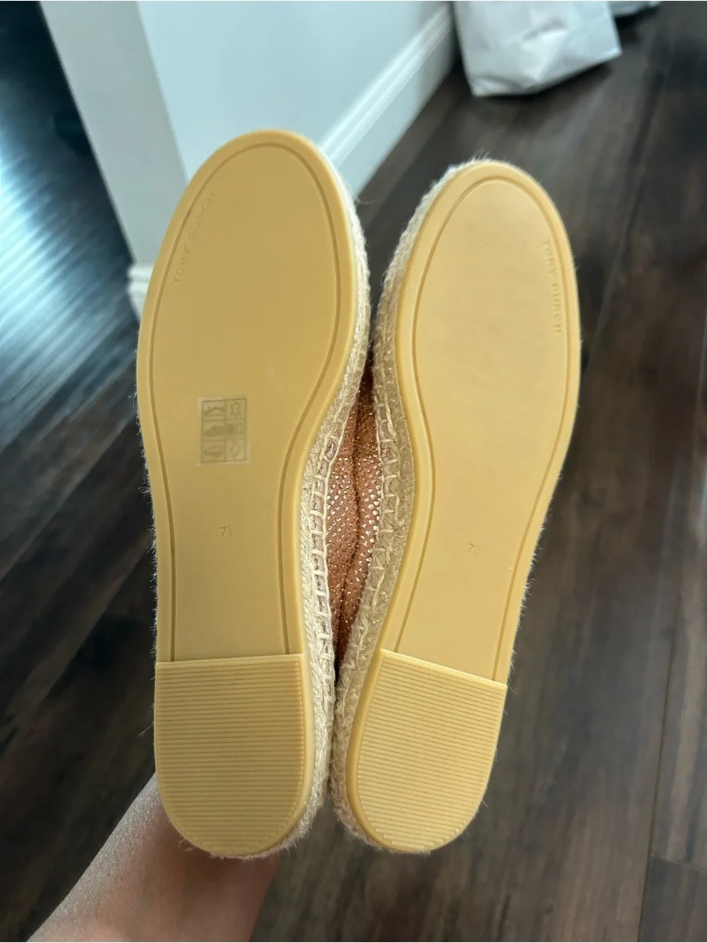 Tory Burch Blush Pink Crystal Logo Espadrille Flats